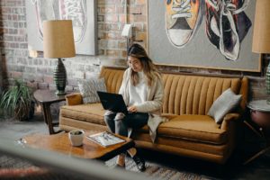 woman using computer